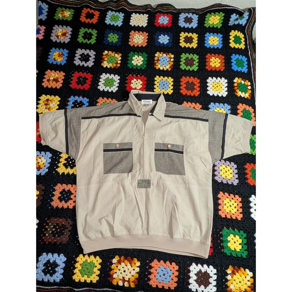 Vintage 80's Alexxus Exclusive Men's Branded Shirt Size XL Beige